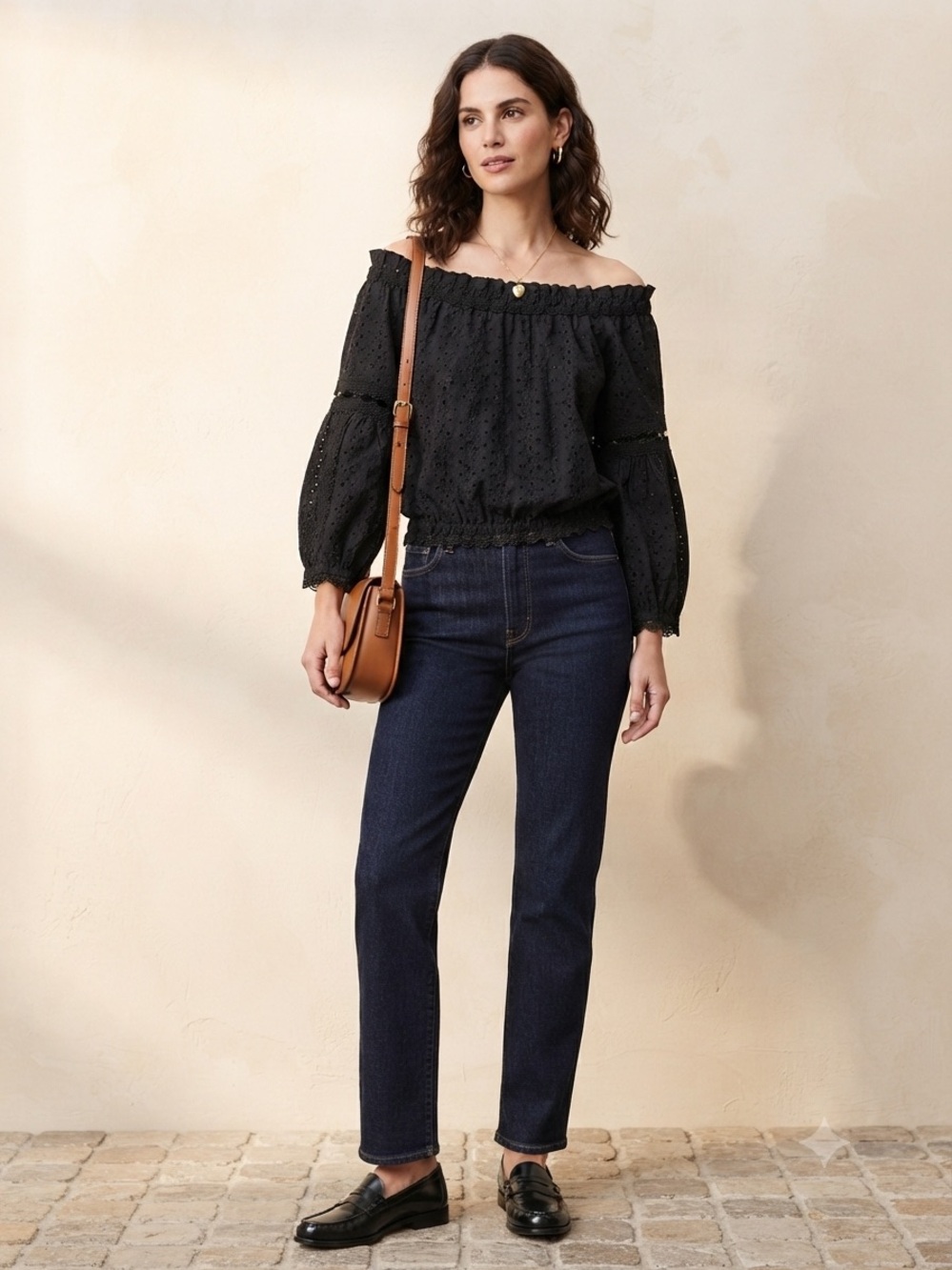 Edgy Black Eyelet Off-the-Shoulder Blouse | Gothic Boho Chic Top